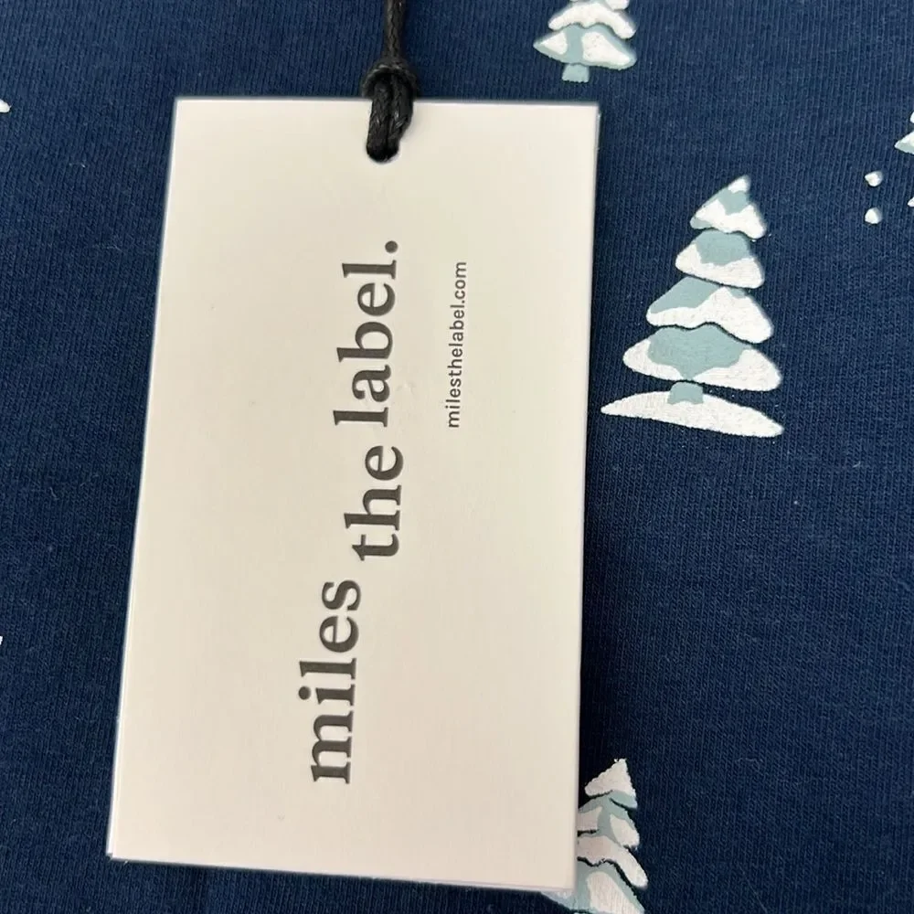Miles the Label Navy and white Tree Holiday print Winter Sweatshirt size 4 NWT